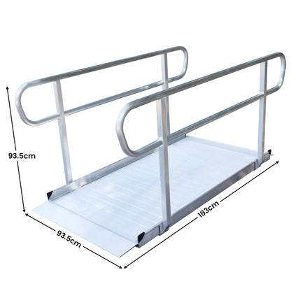 Kartrite 6ft Portable Aluminium Mobility Threshold Access Wheelchair Ramp with Handrails - Image 5