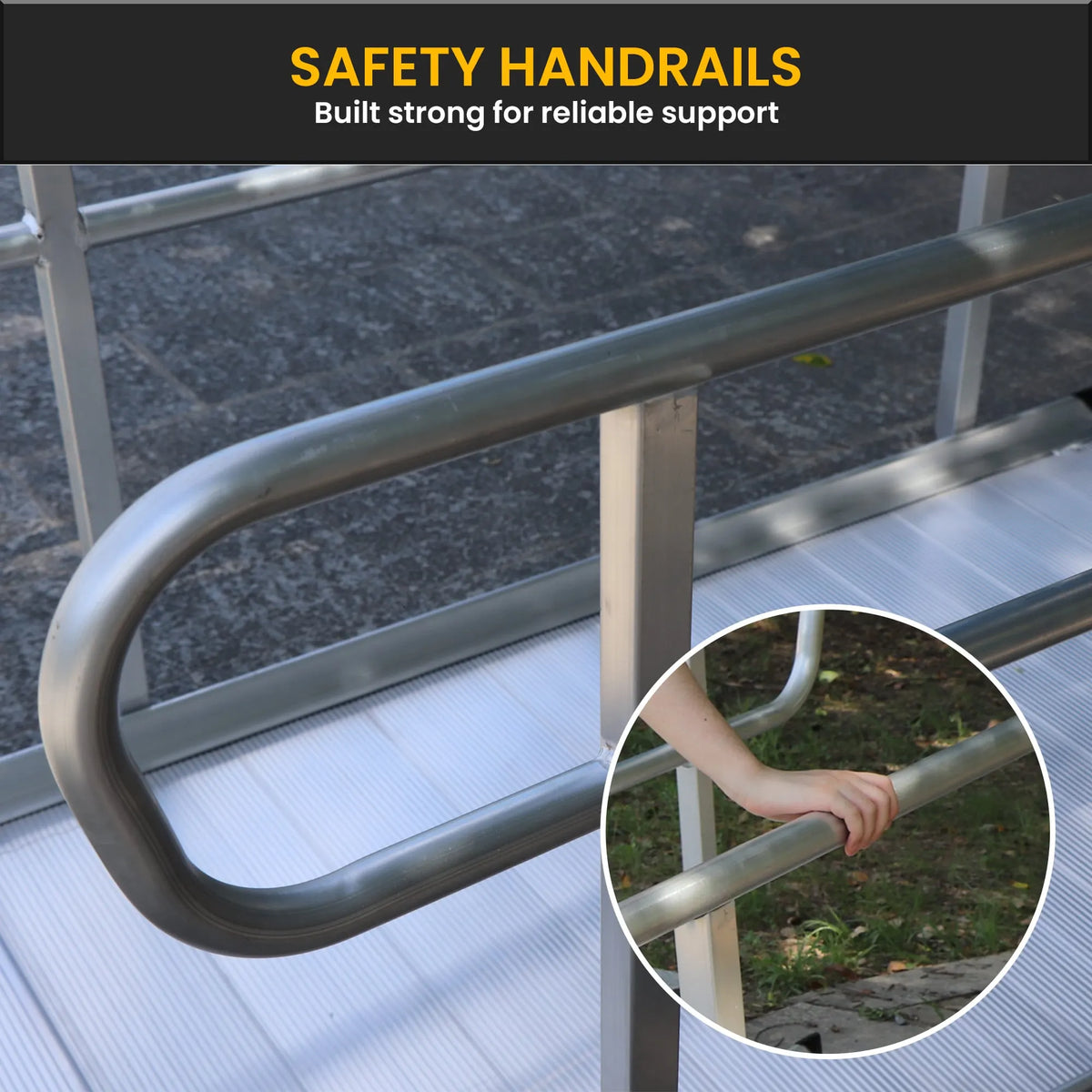 Kartrite 6ft Portable Aluminium Mobility Threshold Access Wheelchair Ramp with Handrails - Image 6