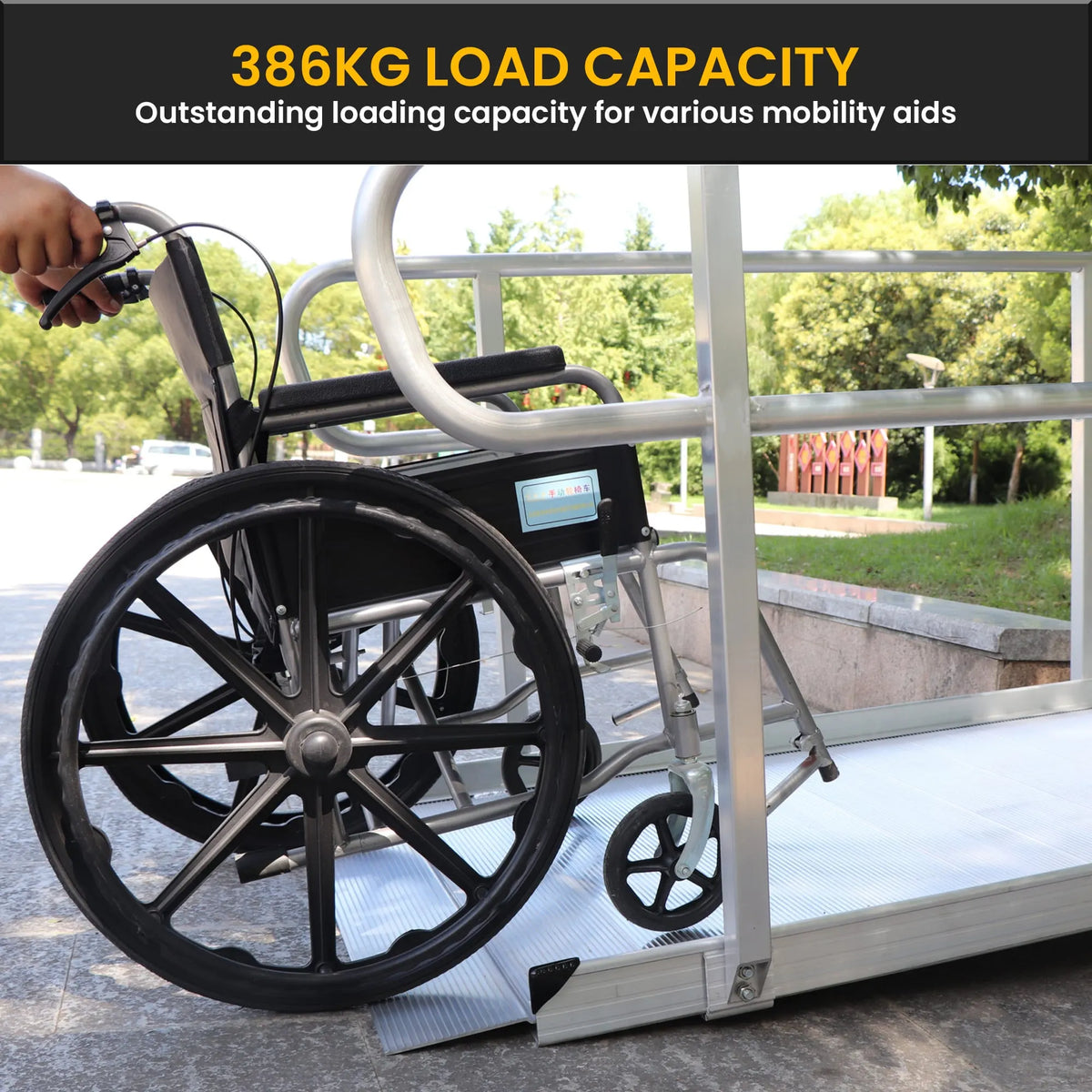 Kartrite 6ft Portable Aluminium Mobility Threshold Access Wheelchair Ramp with Handrails - Image 7