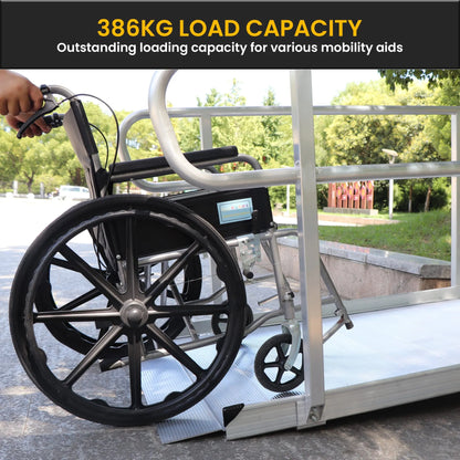 Kartrite 6ft Portable Aluminium Mobility Threshold Access Wheelchair Ramp with Handrails - Image 7