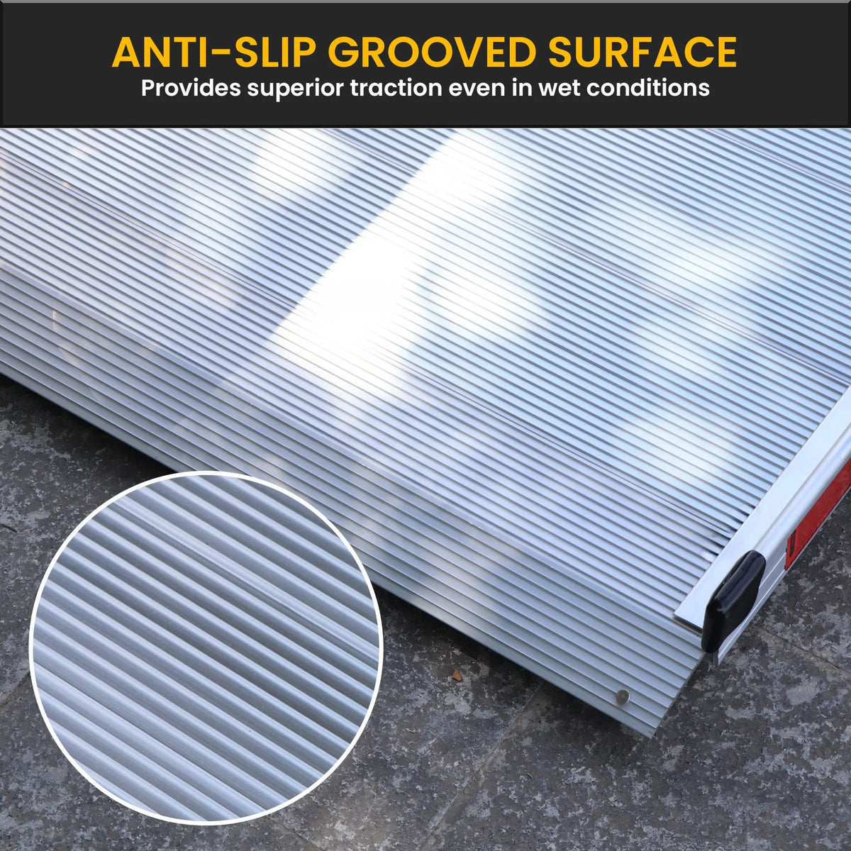 Kartrite 6ft Portable Aluminium Mobility Threshold Access Wheelchair Ramp with Handrails - Image 8