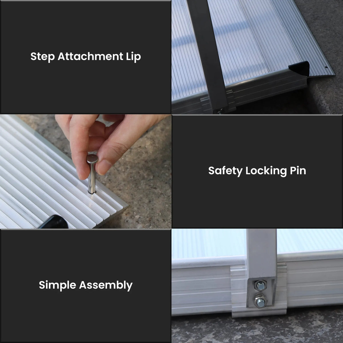 Kartrite 6ft Portable Aluminium Mobility Threshold Access Wheelchair Ramp with Handrails - Image 9