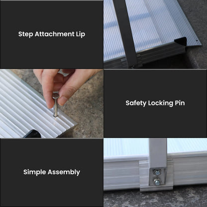 Kartrite 6ft Portable Aluminium Mobility Threshold Access Wheelchair Ramp with Handrails - Image 9