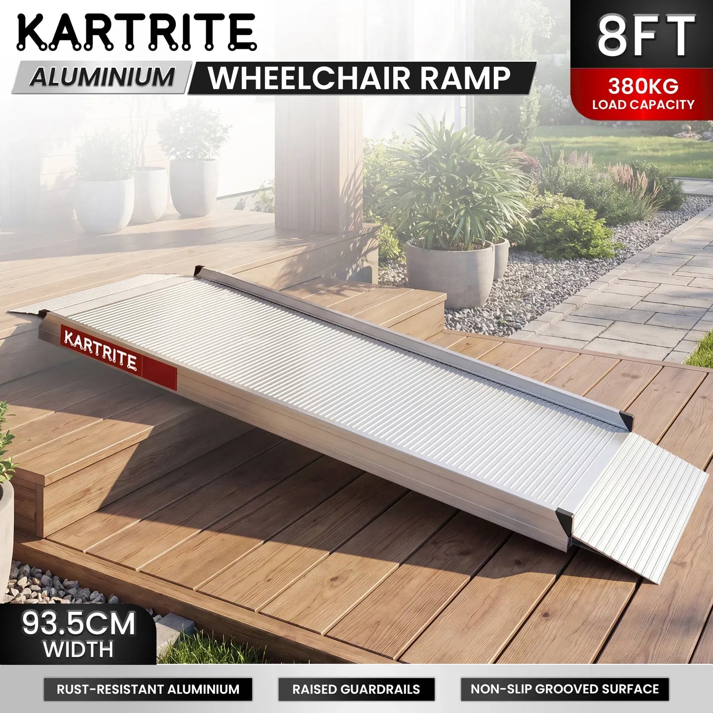 Kartrite 8ft Aluminium Wheelchair Ramp 380kg Capacity 93.5cm Width - Image 2