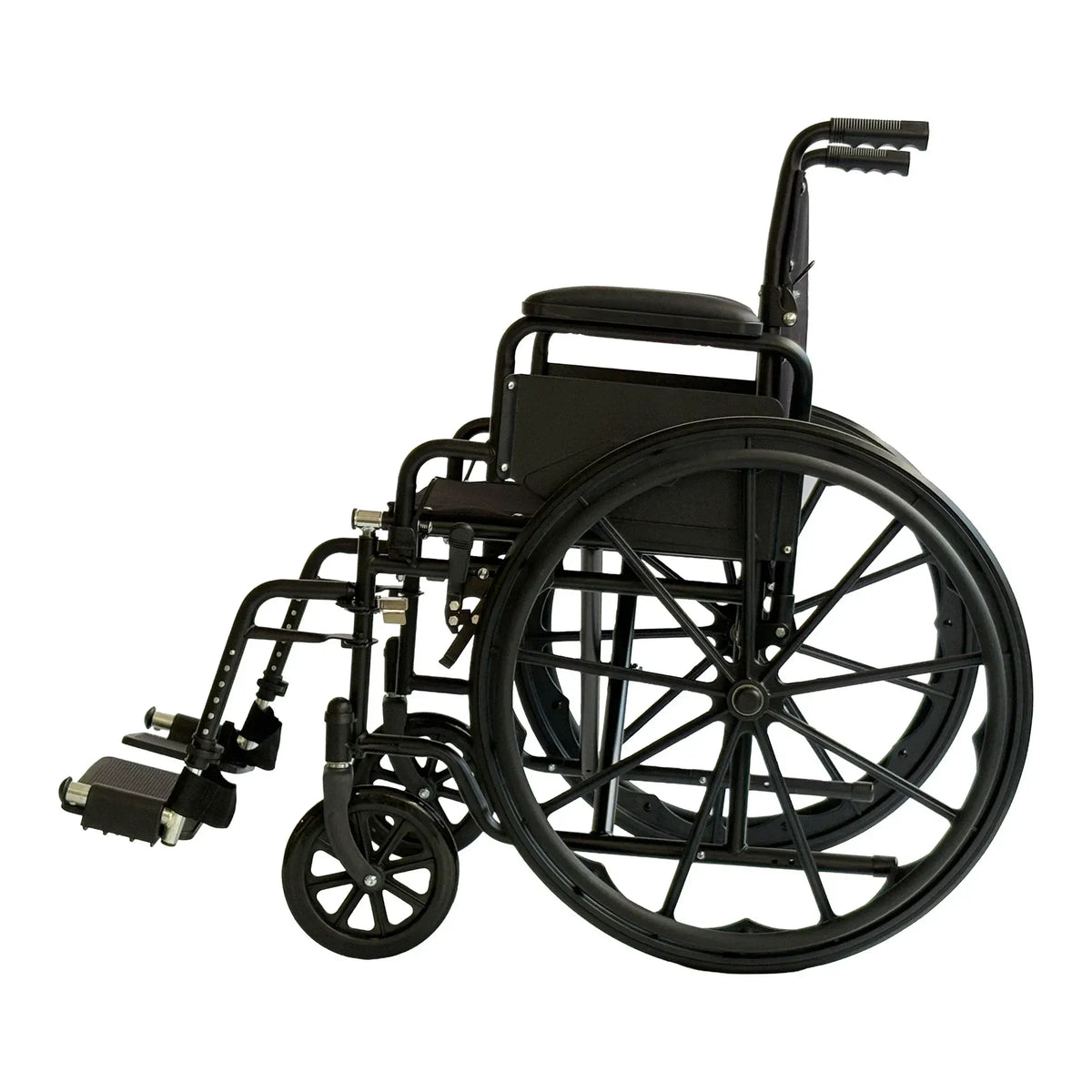 Orthonica 24 Inch Foldable Wheelchair Heavy Duty Steel Frame Manual Mobility & Disability Aid with Brakes Black - Image 3