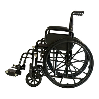 Orthonica New Steel Wheelchair In Black Foldable Lightweight Disability Aid Portable Heavy-duty 24-inch Adjustable Footrest Steel Frame - Image 2