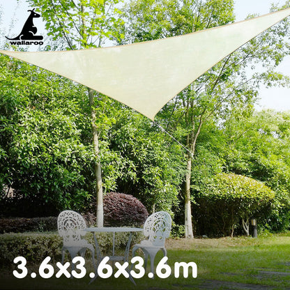 Wallaroo Waterproof 160GSM Outdoor Sun Shade Sail Canopy 3.6m Triangle - Image 5