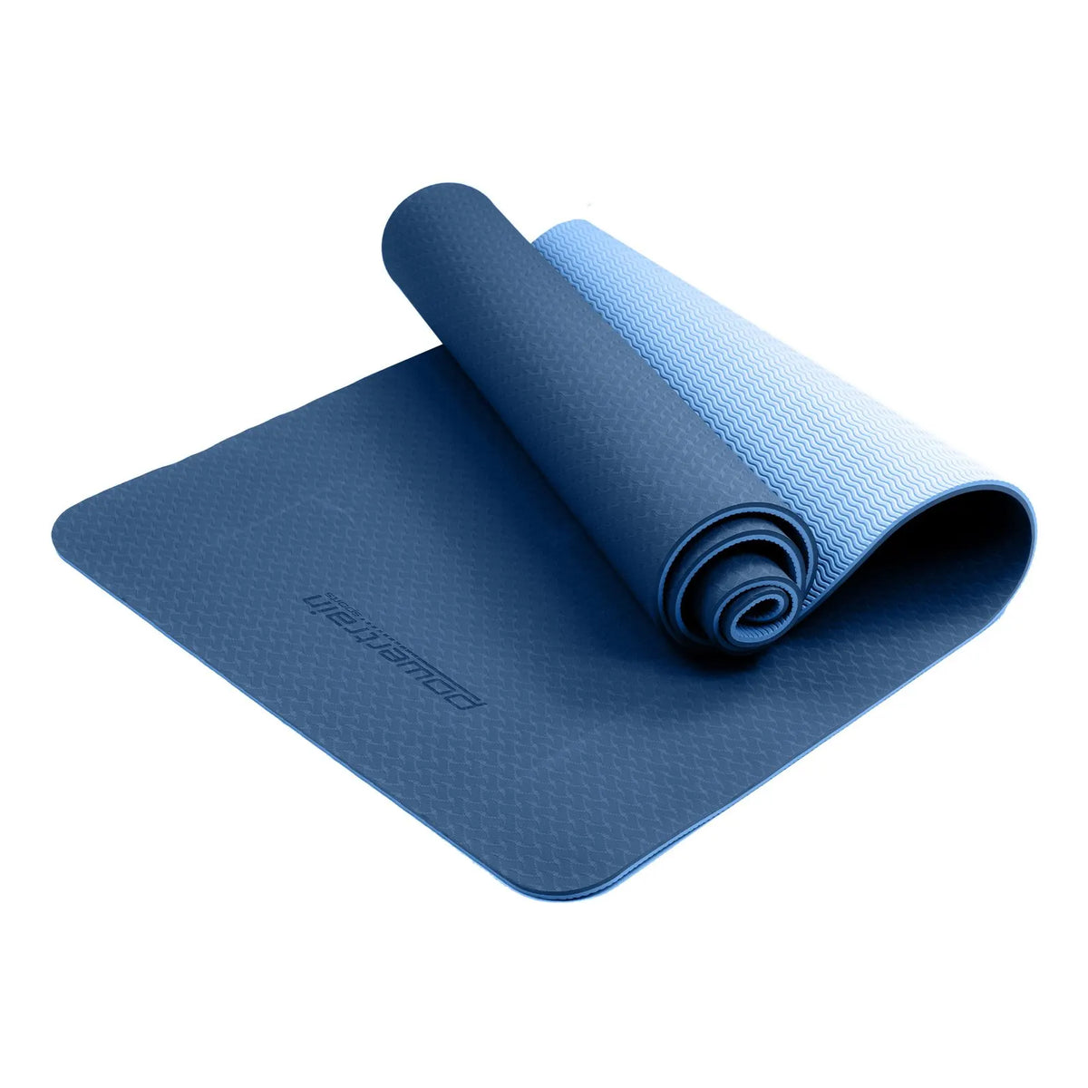 Powertrain TPE Yoga Exercise Mat Home Gym Pilates Fitness 8mm Thick in Dark Blue - Image 2