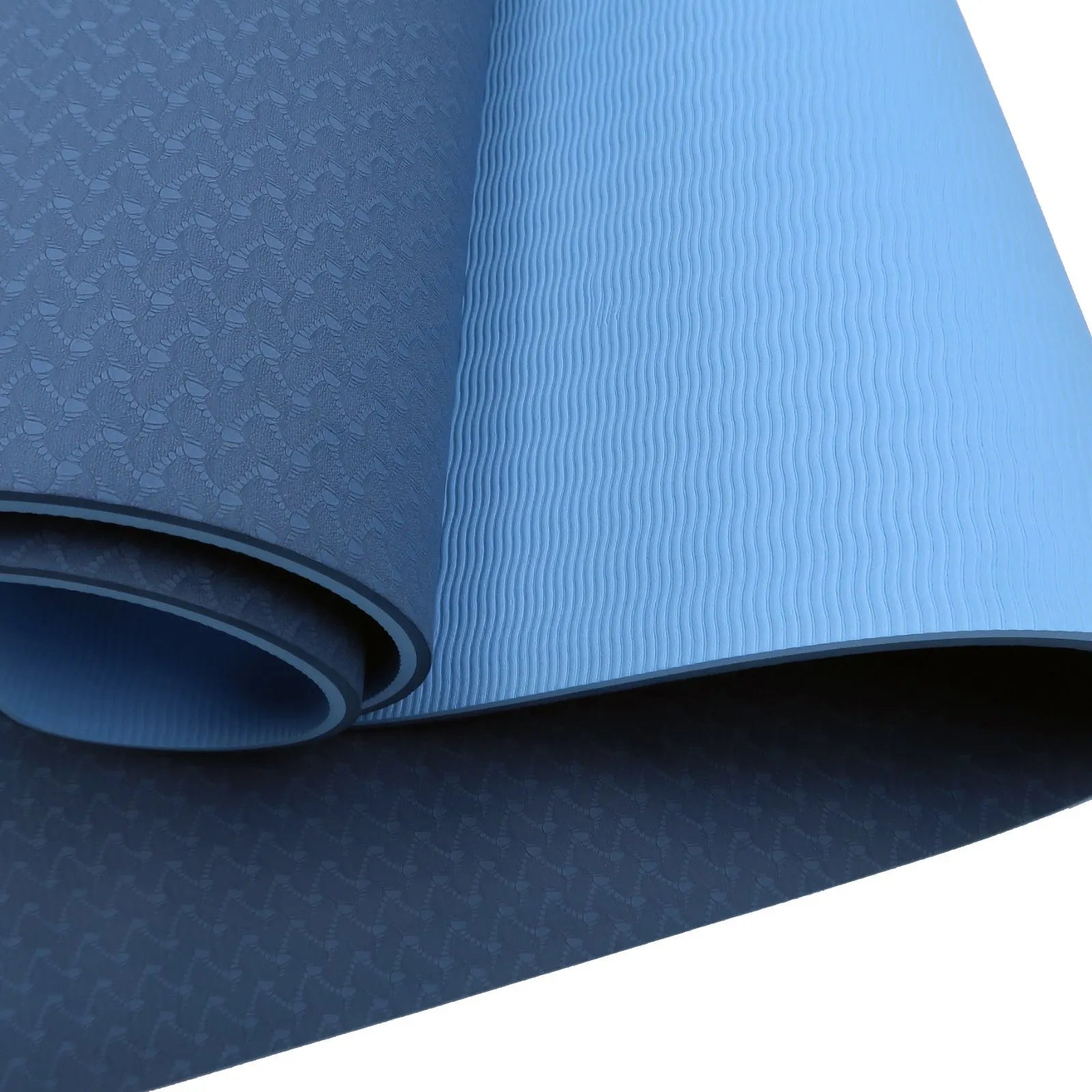 Powertrain TPE Yoga Exercise Mat Home Gym Pilates Fitness 8mm Thick in Dark Blue - Image 3