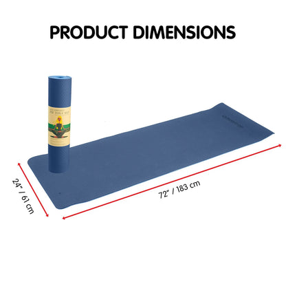 Powertrain TPE Yoga Exercise Mat Home Gym Pilates Fitness 8mm Thick in Dark Blue - Image 4