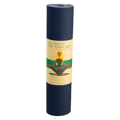 Powertrain Eco-friendly Dual Layer 6mm Yoga Mat | Navy | Non-slip Surface And Carry Strap For Ultimate Comfort And Portability - Image 6