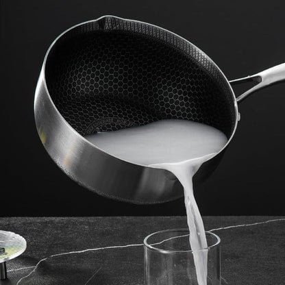 20cm 316L Stainless Steel Saucepan Compound Steel Honeycomb Nonstick Sauce Pan with Glass Lid 2.2L Pot Stay-Cool Handle Multipurpose Milk Saucepan, Induction Capable and Gas Stove - Image 2