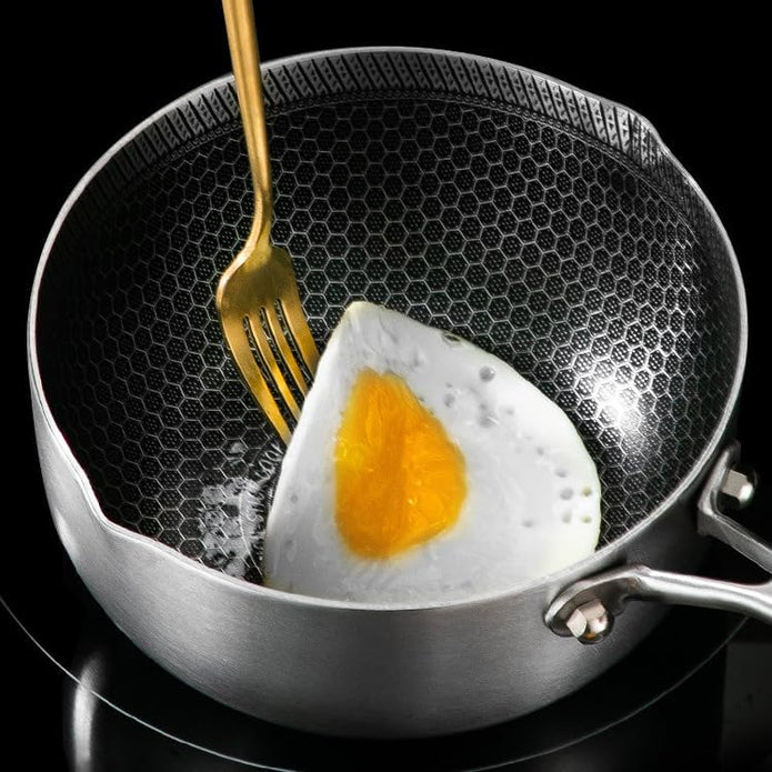 24cm 316L Stainless Steel Saucepan Compound Steel Honeycomb Nonstick Sauce Pan with Glass Lid 3.2L Pot Stay-Cool Handle Multipurpose Milk Saucepan, Induction Capable and Gas Stove - Image 4