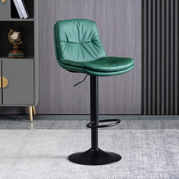 SERENITà Bar Stools Kitchen Bar Stool Leather Barstools Swivel Gas Lift Counter Chairs BS8406 Green - Image 3