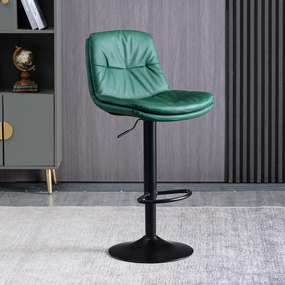SERENITà Bar Stools Kitchen Bar Stool Leather Barstools Swivel Gas Lift Counter Chairs BS8406 Green - Image 3
