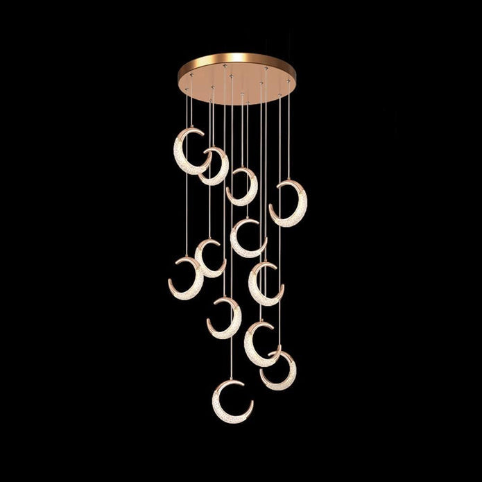 BAMDECOR Moon Stair Chandelier Golden Luxury Villa Duplex Staircase Chandelier Apartment Revolving Loft Hollow Living Room (Dimmable Control) - Image 2