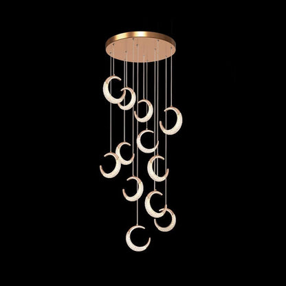 BAMDECOR Moon Stair Chandelier Golden Luxury Villa Duplex Staircase Chandelier Apartment Revolving Loft Hollow Living Room (Dimmable Control) - Image 2