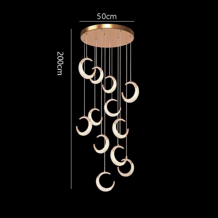 BAMDECOR Moon Stair Chandelier Golden Luxury Villa Duplex Staircase Chandelier Apartment Revolving Loft Hollow Living Room (Dimmable Control) - Image 7