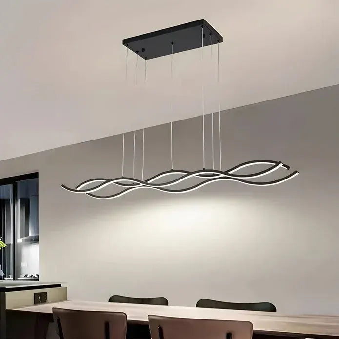 BAMDECOR A2569 1.8m Antizer Nordic Minimalist Wave Long Pendant Light (Black)