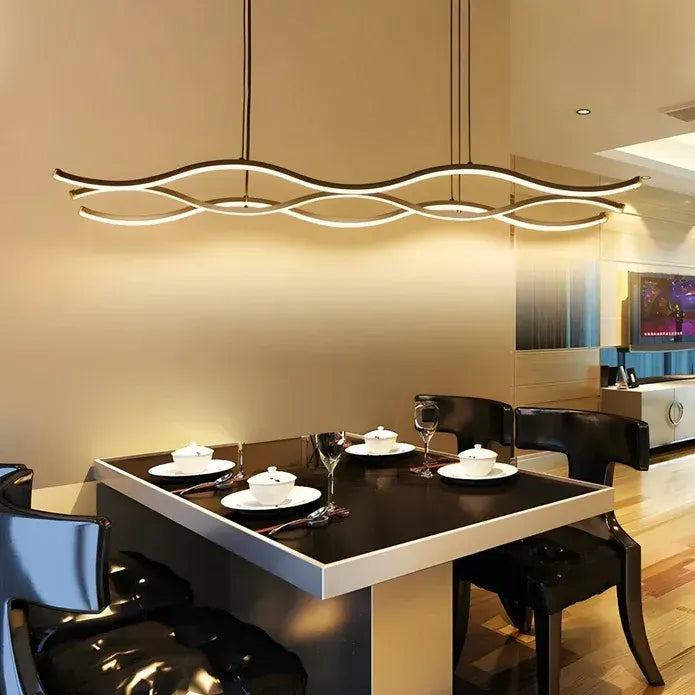 BAMDECOR A2569 1.8m Antizer Nordic Minimalist Wave Long Pendant Light (Black) - Image 3