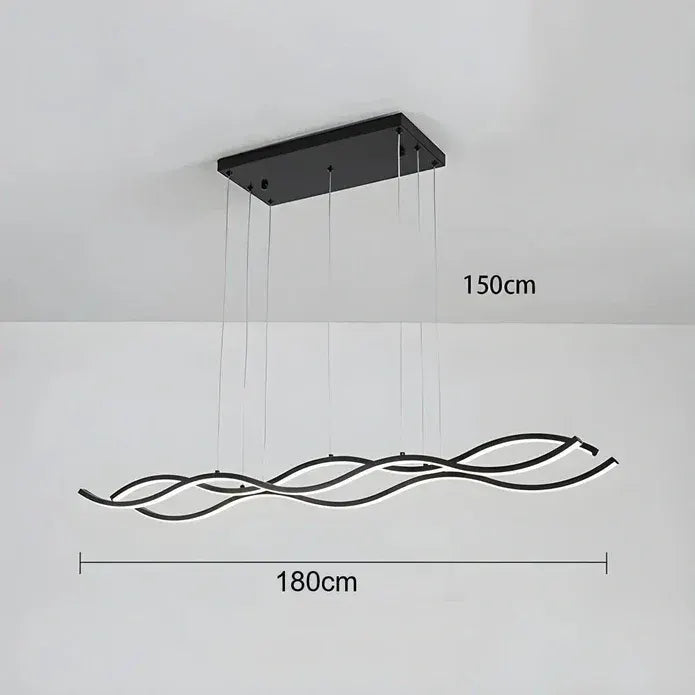 BAMDECOR A2569 1.8m Antizer Nordic Minimalist Wave Long Pendant Light (Black) - Image 5