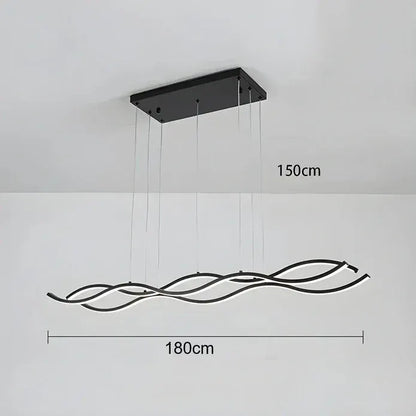 BAMDECOR A2569 1.8m Antizer Nordic Minimalist Wave Long Pendant Light (Black) - Image 5