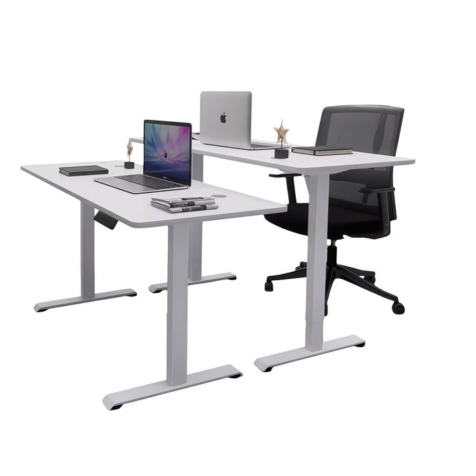 AMZ Electric Height Adjustable Standing Desk 120x60cm Sit Stand Desk Top for Home Office (White Frame + White Desktop) - Image 4