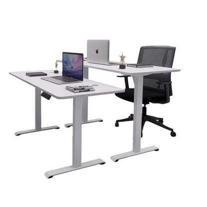 AMZ Electric Height Adjustable Standing Desk 120x60cm Sit Stand Desk Top for Home Office (White Frame + White Desktop) - Image 4