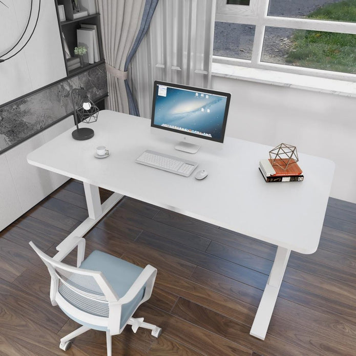 AMZ Electric Height Adjustable Standing Desk 160x80cm Sit Stand Desk Top for Home Office (White Frame + White Desktop) - Image 2