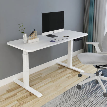 AMZ Electric Height Adjustable Standing Desk 160x80cm Sit Stand Desk Top for Home Office (White Frame + White Desktop) - Image 3