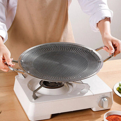 Honeycomb Non-Stick Grill Skewer Plate, 316 Stainless Steel, Portable Barbecue Grill with Handle, Universal Induction Cooktop Compatible, Round Shape, Outdoor Camping BBQ Accessory - Image 2