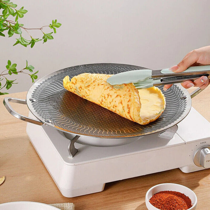 Honeycomb Non-Stick Grill Skewer Plate, 316 Stainless Steel, Portable Barbecue Grill with Handle, Universal Induction Cooktop Compatible, Round Shape, Outdoor Camping BBQ Accessory - Image 3