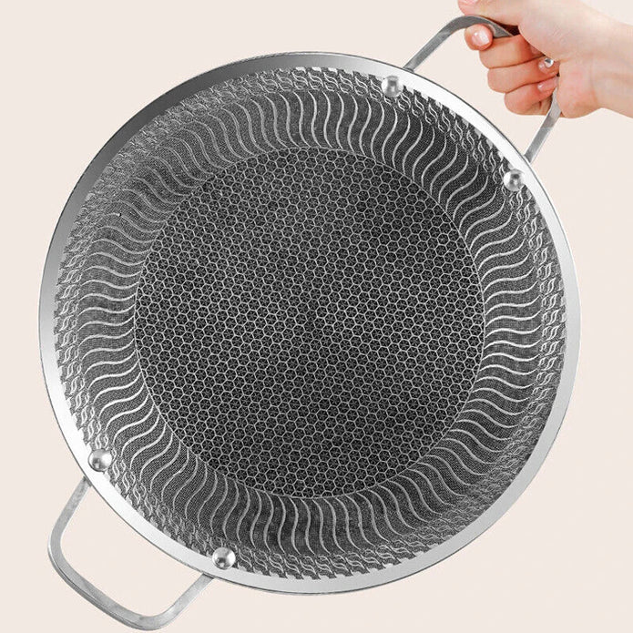 Honeycomb Non-Stick Grill Skewer Plate, 316 Stainless Steel, Portable Barbecue Grill with Handle, Universal Induction Cooktop Compatible, Round Shape, Outdoor Camping BBQ Accessory - Image 4