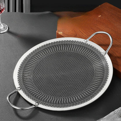 Honeycomb Non-Stick Grill Skewer Plate, 316 Stainless Steel, Portable Barbecue Grill with Handle, Universal Induction Cooktop Compatible, Round Shape, Outdoor Camping BBQ Accessory - Image 5