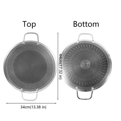 Honeycomb Non-Stick Grill Skewer Plate, 316 Stainless Steel, Portable Barbecue Grill with Handle, Universal Induction Cooktop Compatible, Round Shape, Outdoor Camping BBQ Accessory - Image 6
