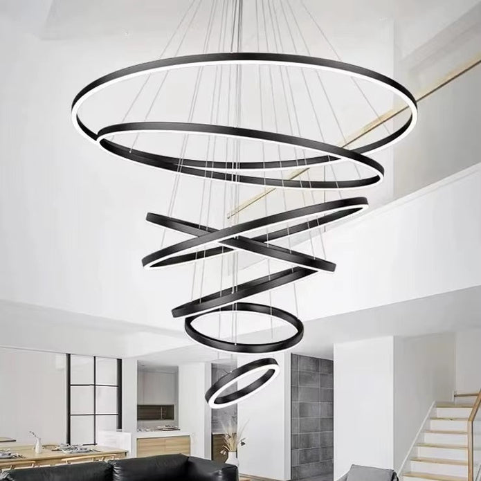 BAMDECOR A18815 Nordic Home Decor Dining Room Pendant lamp lights Ceiling Lamp Hanging Light Chandelier Lamps (7 Rings-Black) - Image 3