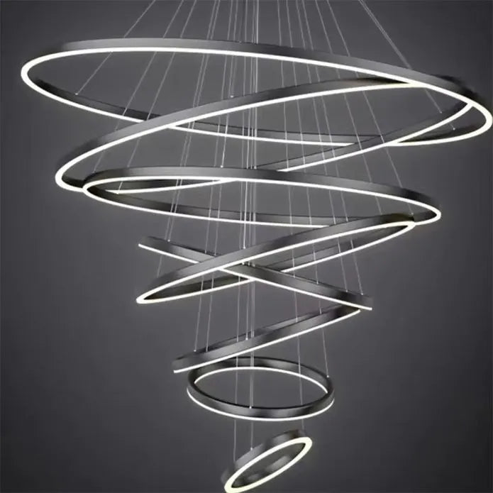 BAMDECOR A18815 Nordic Home Decor Dining Room Pendant lamp lights Ceiling Lamp Hanging Light Chandelier Lamps (8 Rings-Black) - Image 2