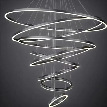 BAMDECOR A18815 Nordic Home Decor Dining Room Pendant lamp lights Ceiling Lamp Hanging Light Chandelier Lamps (8 Rings-Black) - Image 2