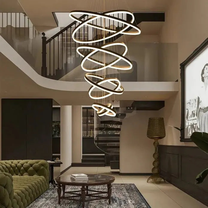 BAMDECOR A18815 Nordic Home Decor Dining Room Pendant lamp lights Ceiling Lamp Hanging Light Chandelier Lamps (8 Rings-Black) - Image 4
