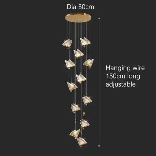 BAMDECOR LED Modern Bedroom Bedside Creative Butterfly Hanging Chandelier Light Fixtures for Stairs Nordic Decoration (12Heads) - Image 2