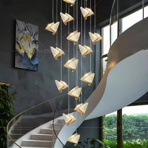 BAMDECOR LED Modern Bedroom Bedside Creative Butterfly Hanging Chandelier Light Fixtures for Stairs Nordic Decoration (12Heads) - Image 3