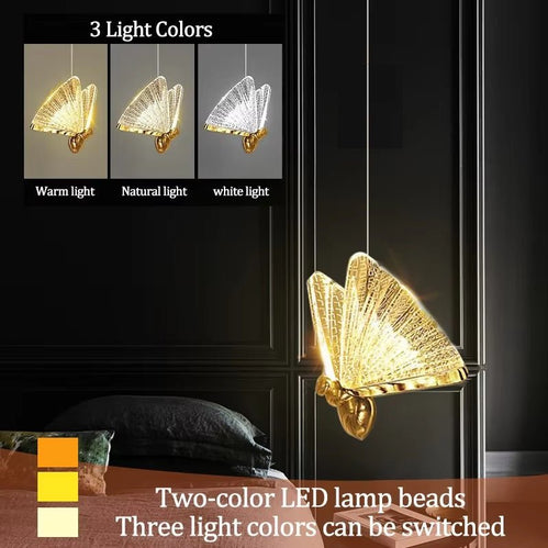 BAMDECOR LED Modern Bedroom Bedside Creative Butterfly Hanging Chandelier Light Fixtures for Stairs Nordic Decoration (12Heads) - Image 5