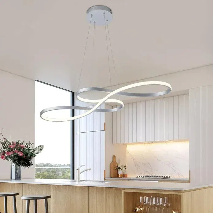 BAMDECOR A022 Modern Designer Infinity LED Chandelier Island Ceiling Pendant Light (120/150cm-Silver)