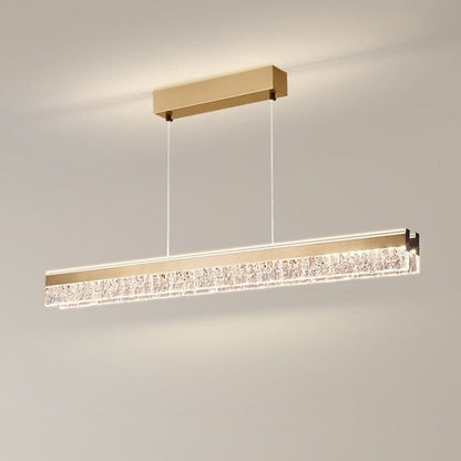 BAMDECOR A122 Nordic Long Dual Linear Dimmable Acrylic Kitchen Dining Table Pendant Light Minimalist Modern Lighting (Gold) - Image 2