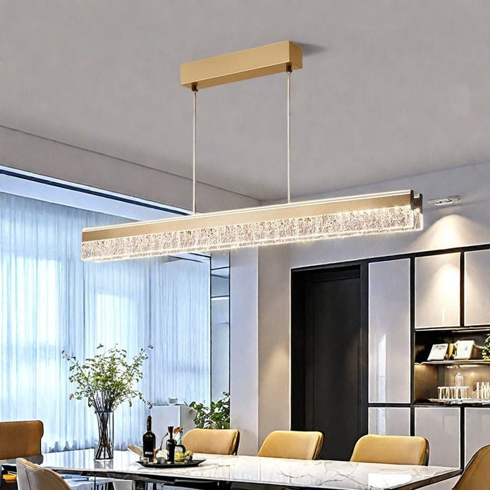 BAMDECOR A122 Nordic Long Dual Linear Dimmable Acrylic Kitchen Dining Table Pendant Light Minimalist Modern Lighting (Gold) - Image 4