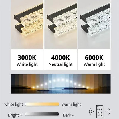 BAMDECOR A122 Nordic Long Dual Linear Dimmable Acrylic Kitchen Dining Table Pendant Light Minimalist Modern Lighting (Gold) - Image 6