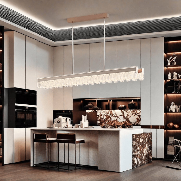 BAMDECOR A188 Nordic Dual Linear Dimmable Acrylic Kitchen Dining Table Pendant Light Minimalist Modern Lighting (Coffee) - Image 4