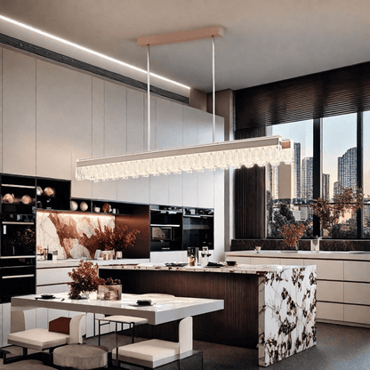 BAMDECOR A188 Nordic Dual Linear Dimmable Acrylic Kitchen Dining Table Pendant Light Minimalist Modern Lighting (Coffee) - Image 5