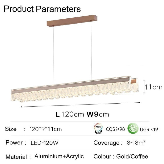 BAMDECOR A188 Nordic Dual Linear Dimmable Acrylic Kitchen Dining Table Pendant Light Minimalist Modern Lighting (Coffee) - Image 6