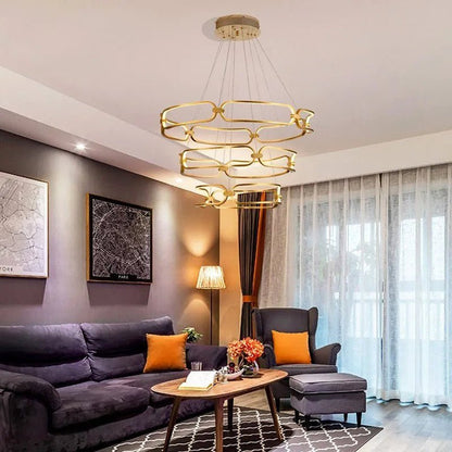 BAMDECOR A209 Colette Ceiling Chandelier Led Modern Circular Art Aluminum Light Fixture for Living Room Bedroom Indoor Decor(2 Rings) - Image 2